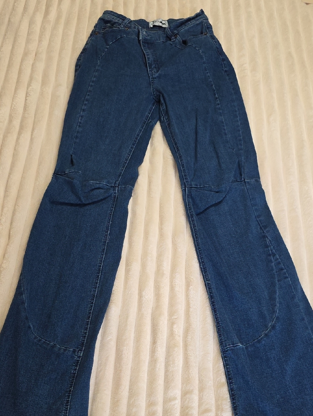 Fashion Nova Indigo Panel Flare Wide-Leg Jeans